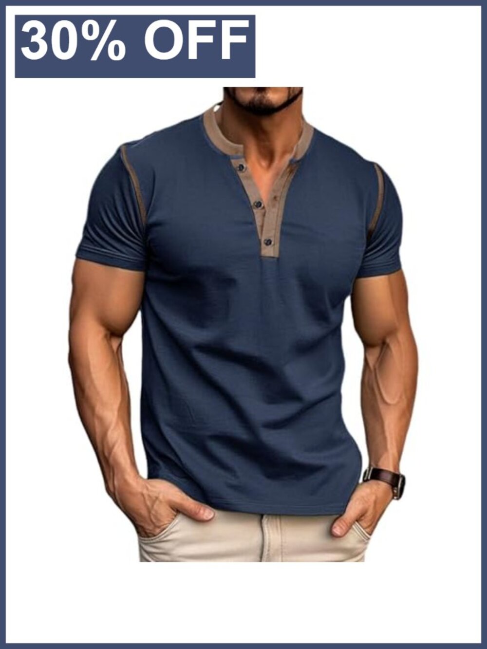 Men's Casual Henley Shirt Cotton Short Sleeve Button Pullover Tee